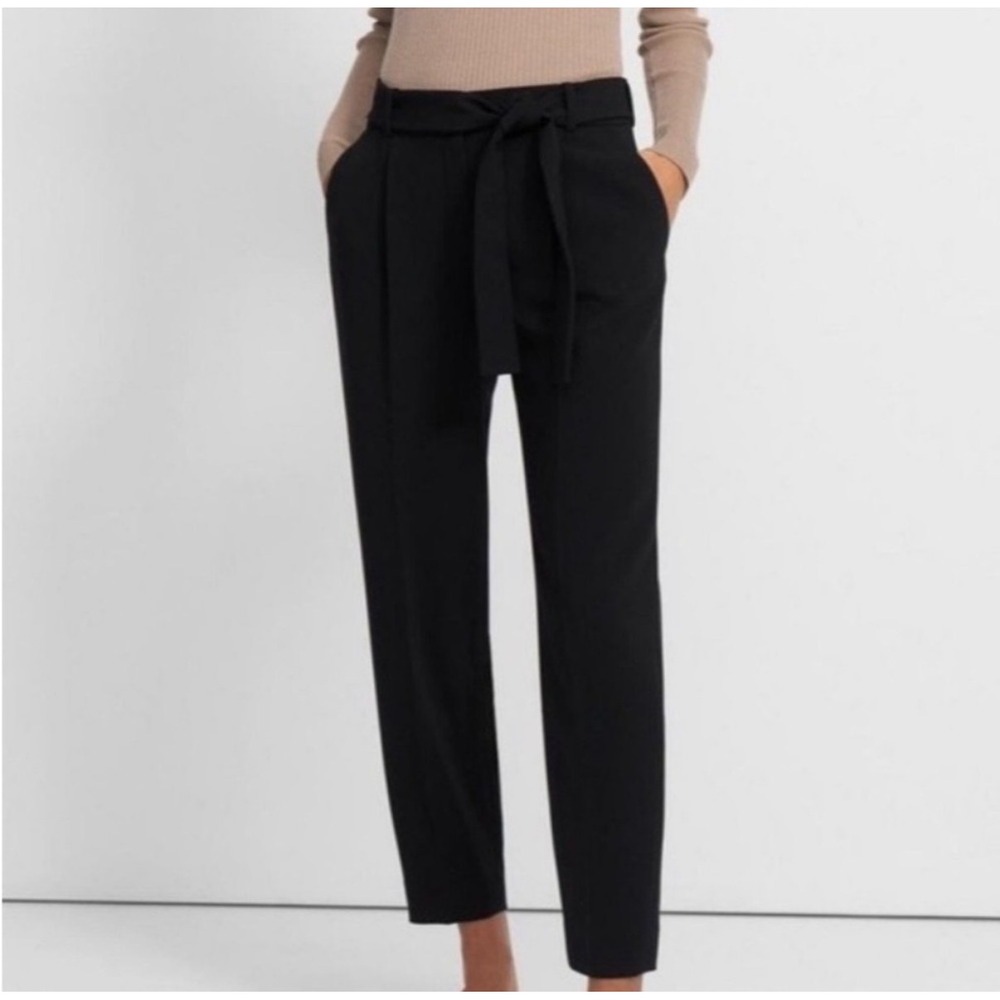 Theory Black City Crepe Sash Tie Pant High Rise Tapered Trousers Size 0 J085201R